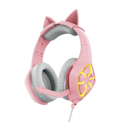quality  Foldable Earphone Over-Ear Radio Stereo Headset With MIC LED Light Compatible With Kids Cat Ear Headphones Smartphones PC Tablet factory